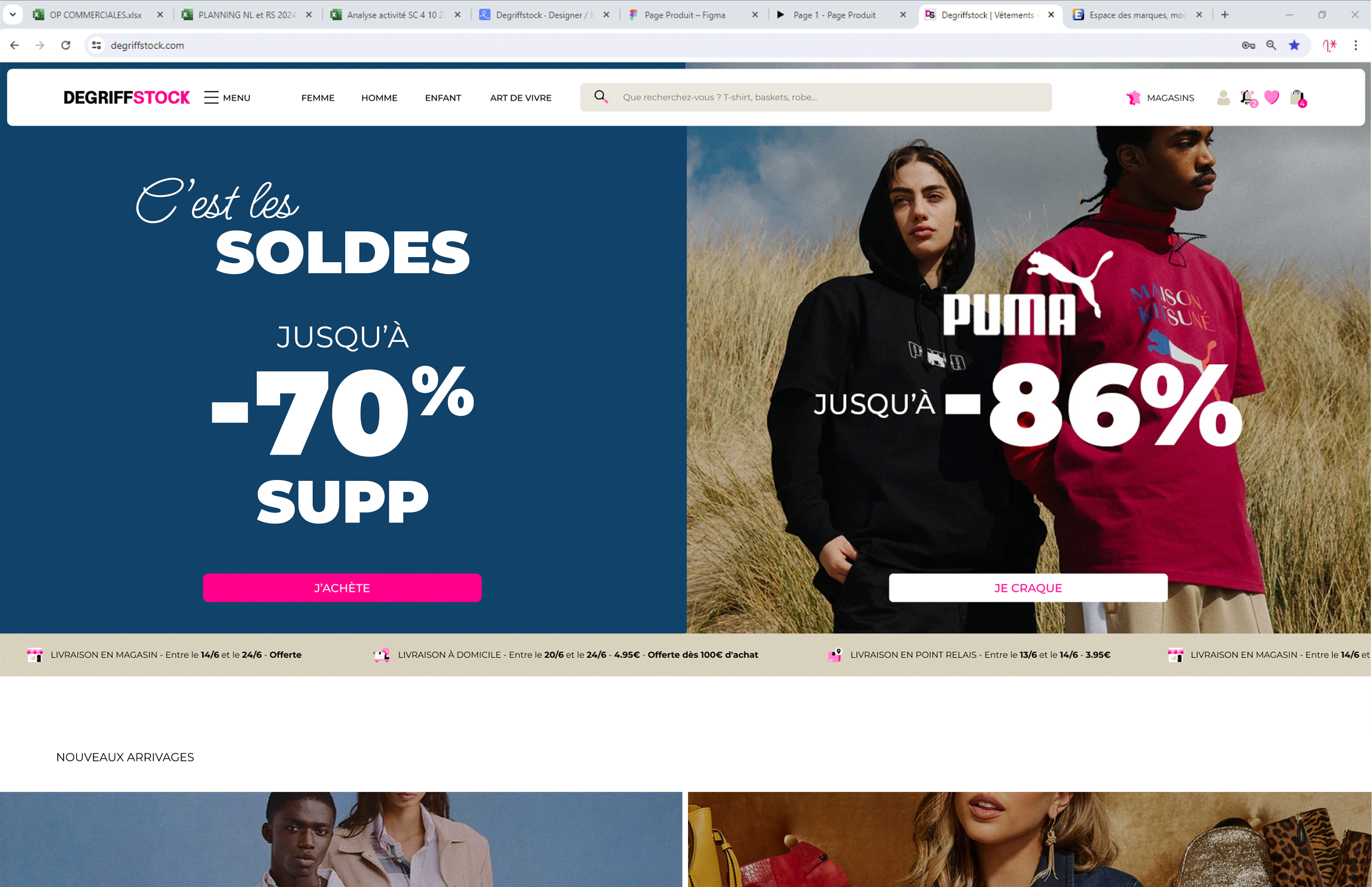 Refont du nouveau site web de DegriffStock Outlet grandes marques