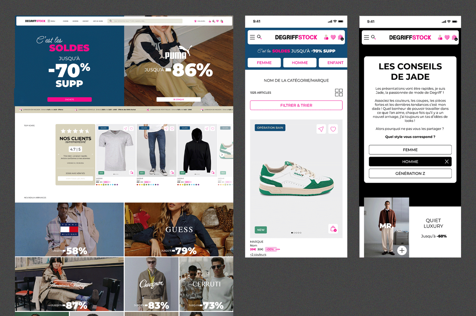 Models for the redesign of the Degriffstock website
